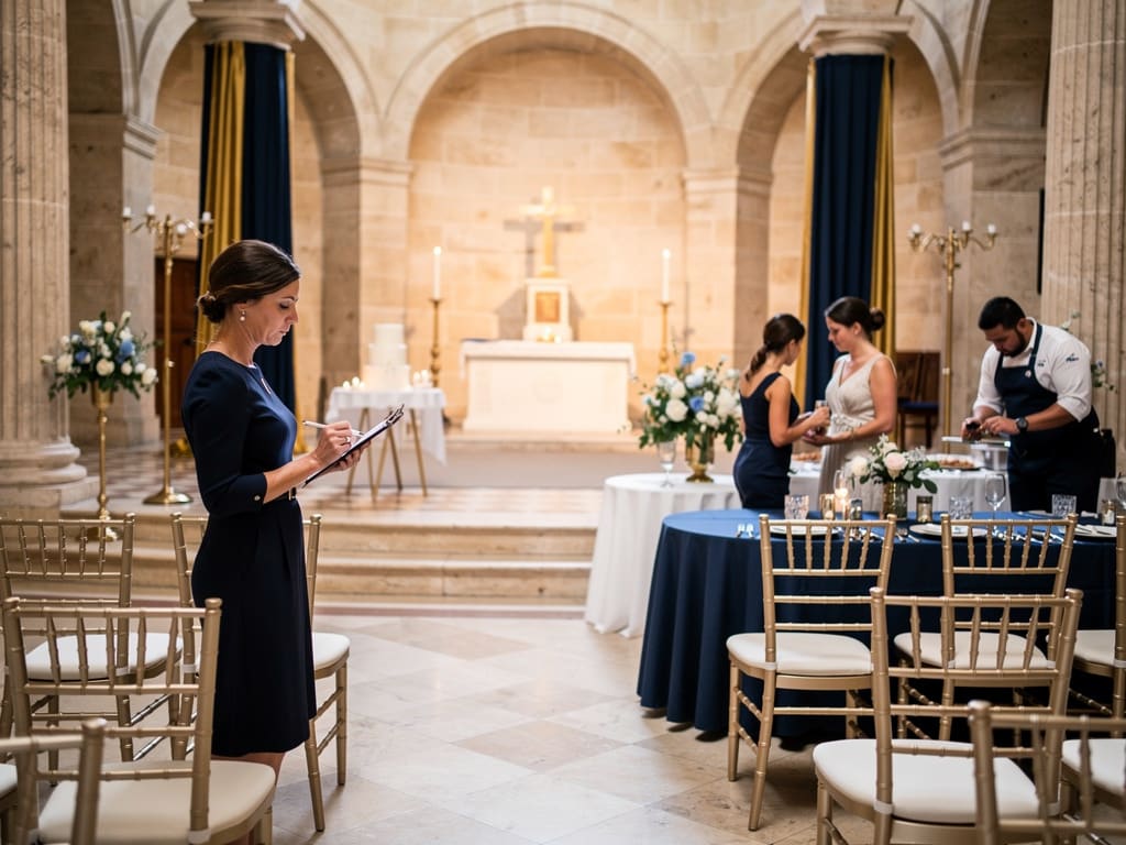 Sede per matrimonio a Roma in preparazione con coordinatrice e fornitori